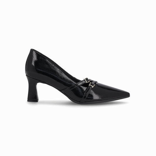 Zapato dama tipo stiletto tacón alto con correas cruzadas color negro